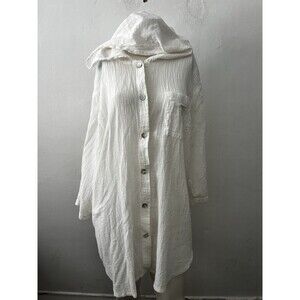 Womens Hooded Button down Shirt XL Coastal Summer Beach Cruise Resort Vacation